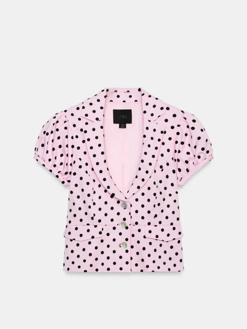 ZARA POLKA DOT PUFF SLEEVES CROPPED JACKET NWT